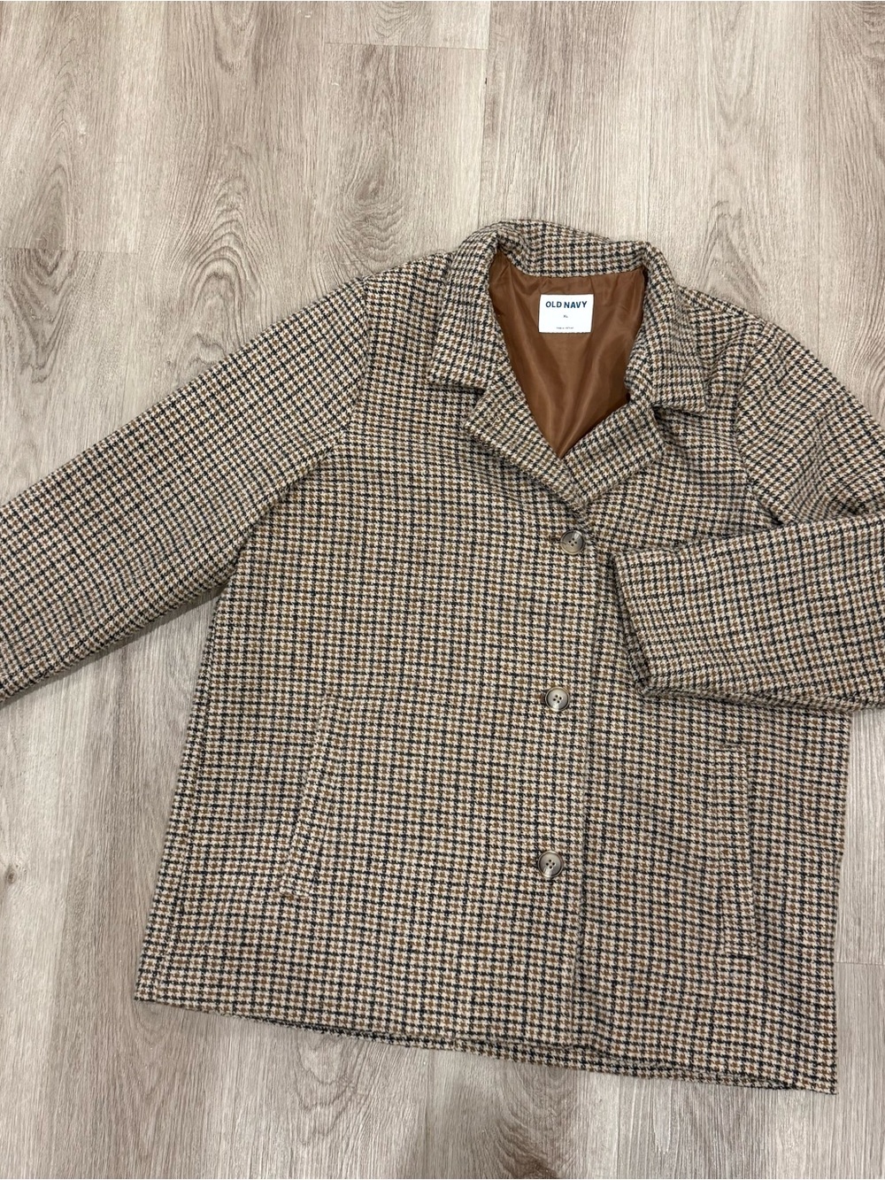 Old Navy Women's Tan and Black Houndstooth Blazer Jacket